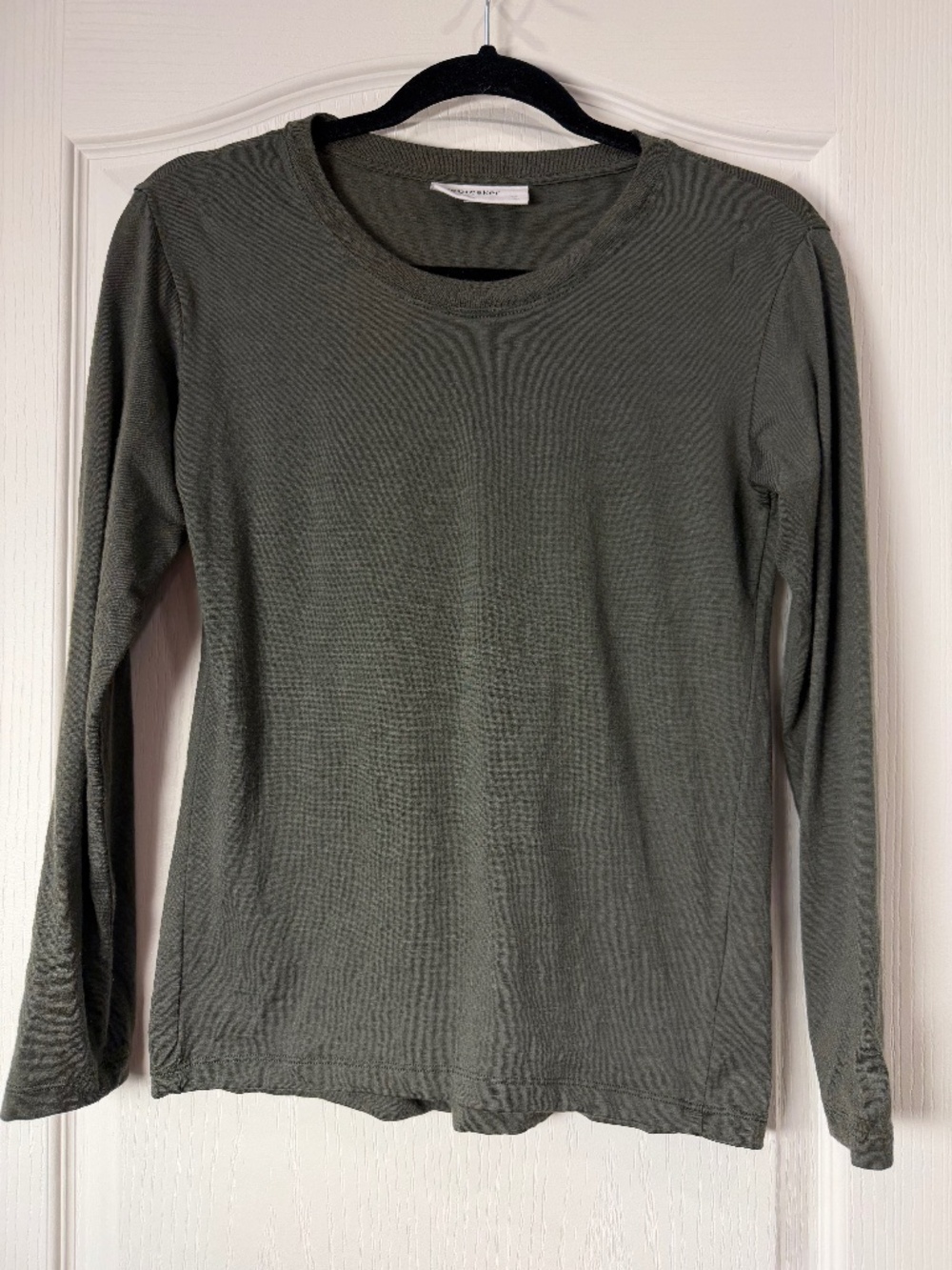 Icebreaker Merino Wool Base Layer XS Khaki Green Long Sleeve Crew Neck Hiking Sk